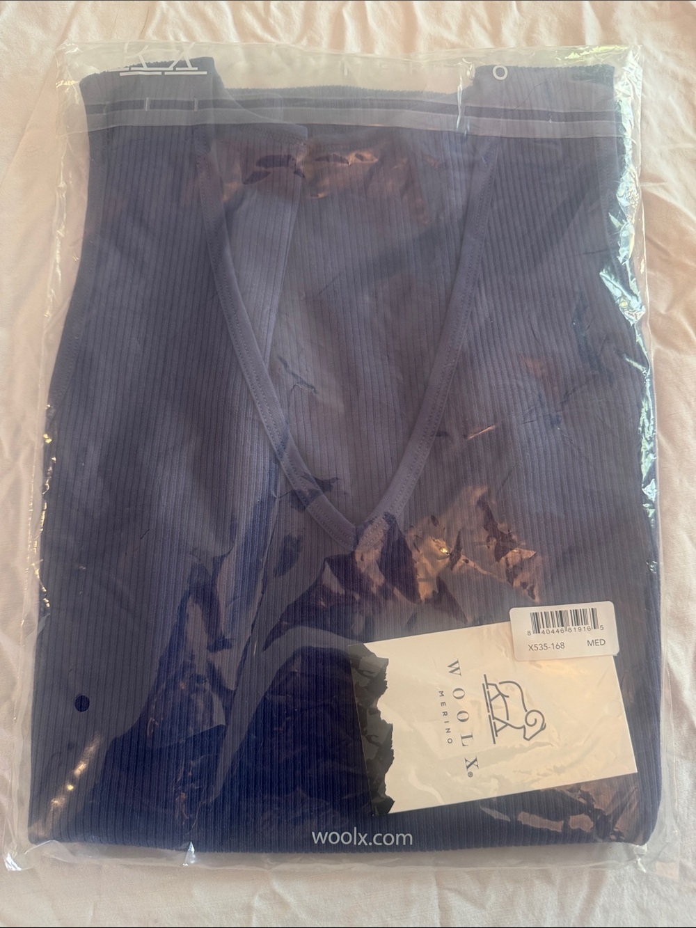 Woolx Medium Vivi Ribbed V-Neck Tank Top in Ink Blue
